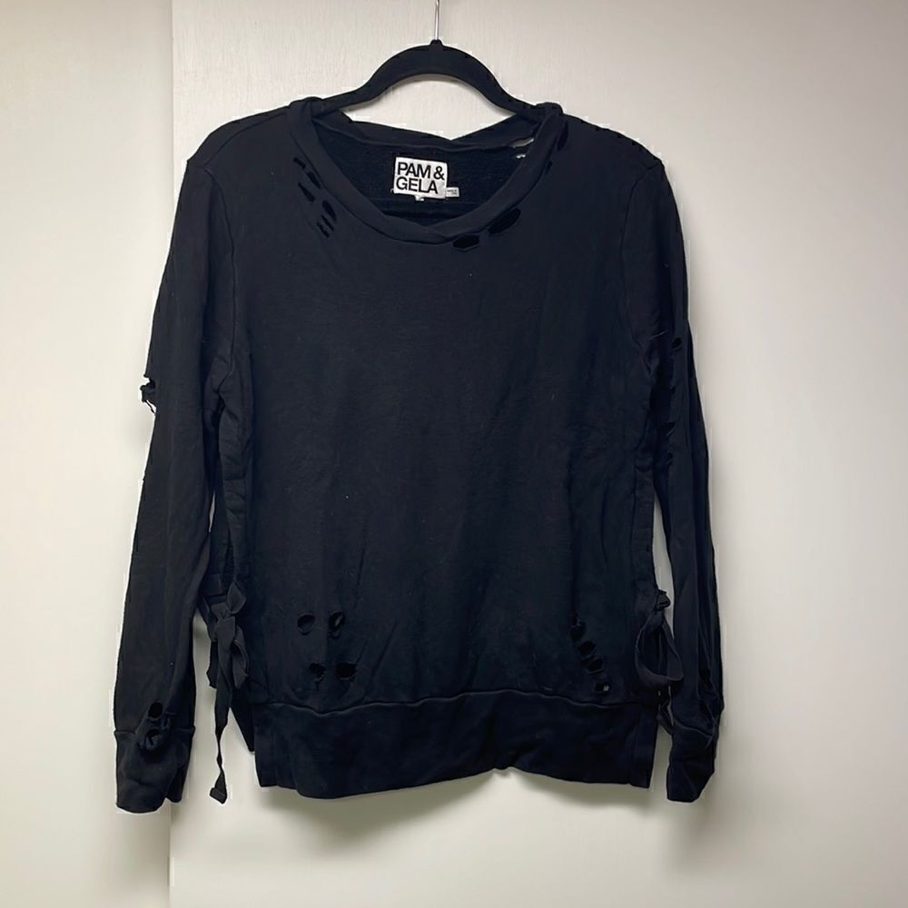 Pam & Gela Black Sweatshirt, Size Small
